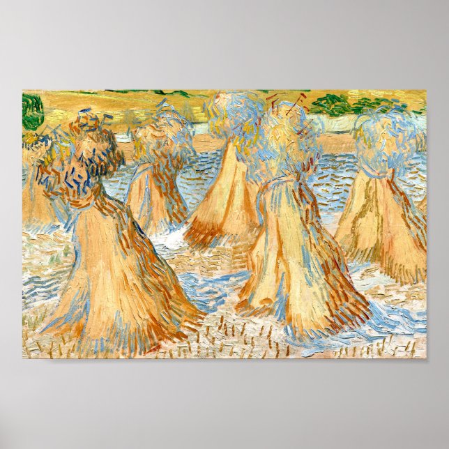 Hojas de trigo (1890) arte paisajístico Van Gogh (Frente)