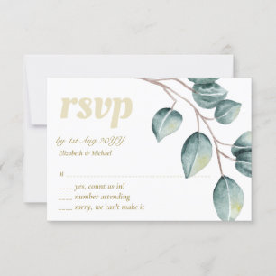Hojas de Verde Eucalipto Menú de Respuesta de Boda