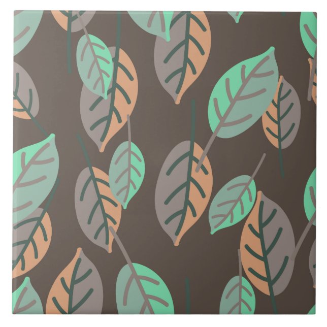 hojas del bosque azulejos de cerámica (Frente)