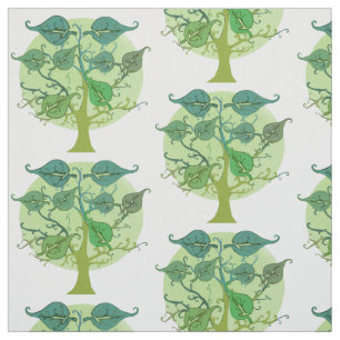 Hojas del verde y tela del modelo del árbol
