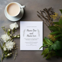 Hojas dibujadas con lápiz y invitación a la boda d