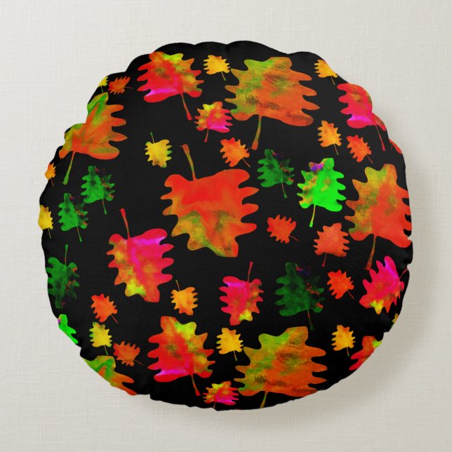 Hojas divertidas color agua tirando almohada (Anverso)