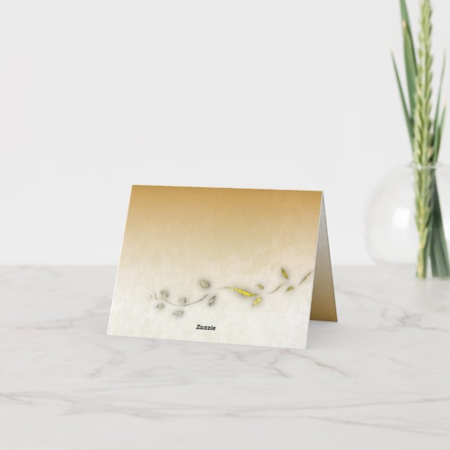 Hojas doradas dobladas tarjeta de agradecimiento (Reverso)