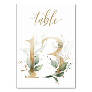 Hojas doradas verdes Mesa 13, Número de mesa