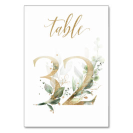 Hojas doradas verdes Mesa 32, Número de mesa