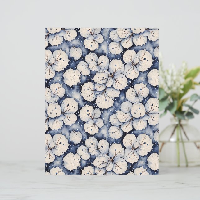 Hojas florales blancas de invierno (Anverso de pie)