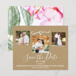 Hojas Florales Tropicales Boda Foto Fecha de Guard