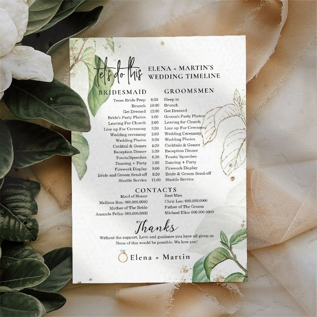 Hojas + Guión de texto Boda de texto Día Línea de  (Subido por el creador)