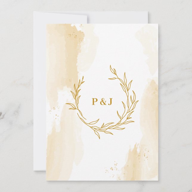 Hojas lineales Delicadas Invitación a la boda (Reverso)