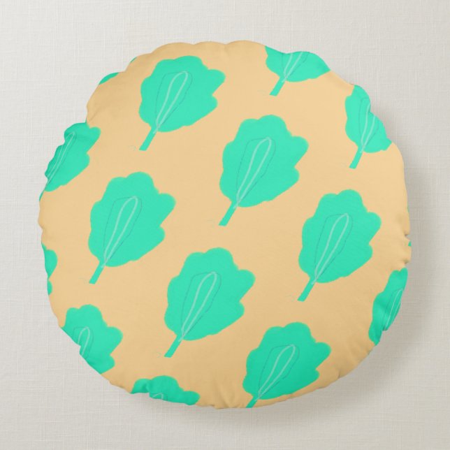 Hojas marinas planas conjunto de almohada redonda (Anverso)