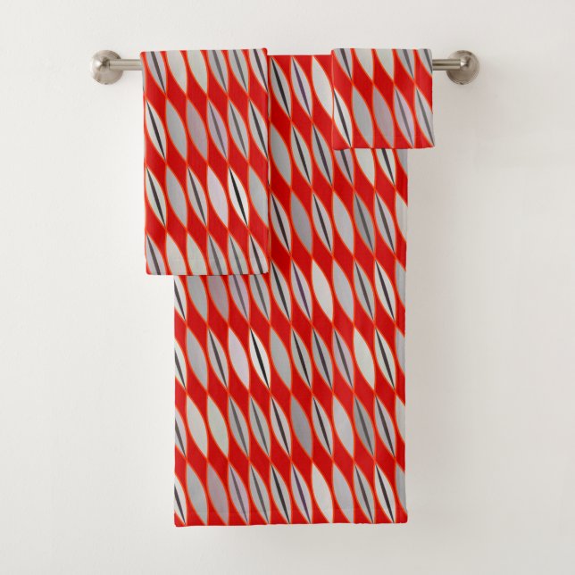 Hojas modernas de medio siglo, rojo oscuro y gris  (In situ)