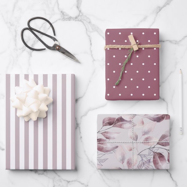 Hojas modernas de papel de envolvimiento rosado mu (Anverso)
