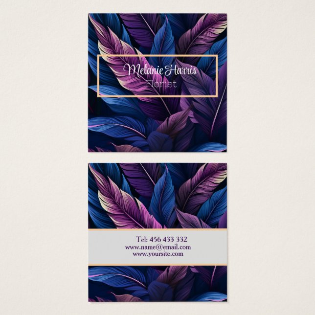 hojas moradas plumas botánicas (Anverso y reverso)
