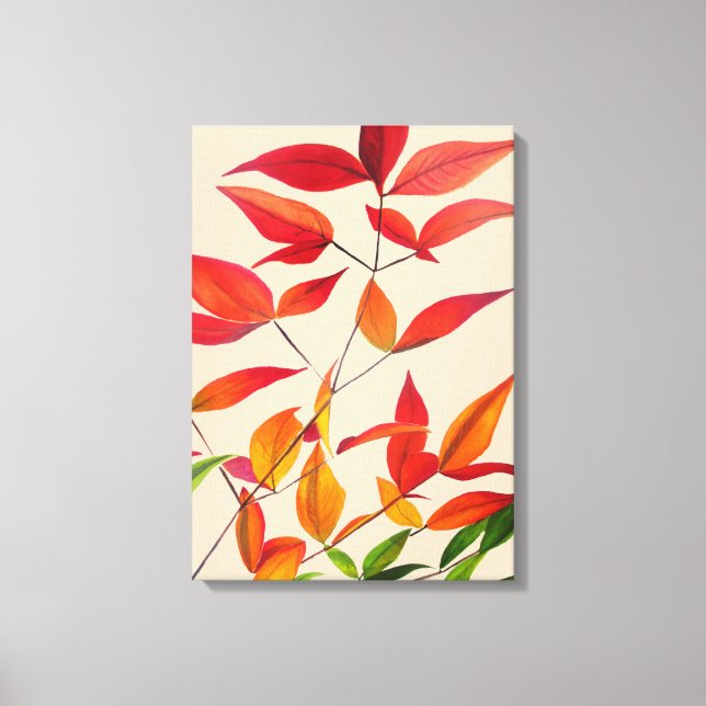 hojas naranjas Arte acuático original de otoño (Anverso)