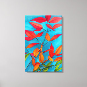 hojas naranjas Arte acuático original de otoño