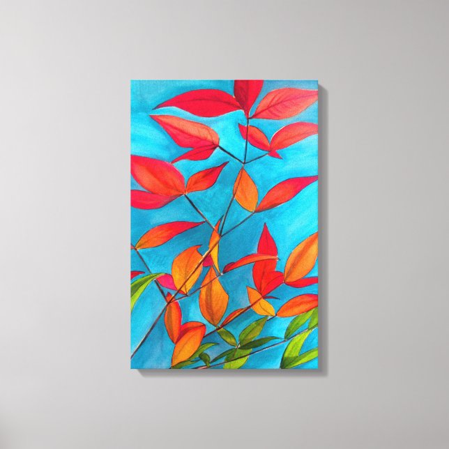 hojas naranjas Arte acuático original de otoño (Anverso)