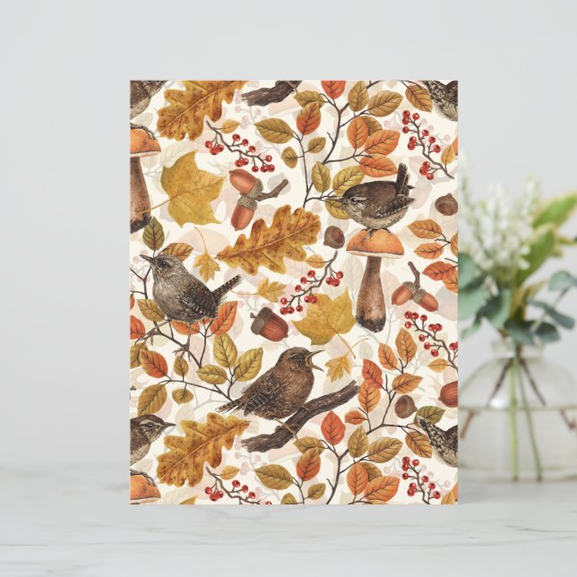 Hojas otoñales, bayas, setas y venas (Anverso de pie)