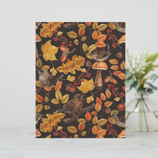 Hojas otoñales, bayas, setas y venas (Anverso de pie)