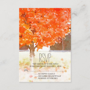 Hojas otoñales de acuarela   RSVP de boda otoño