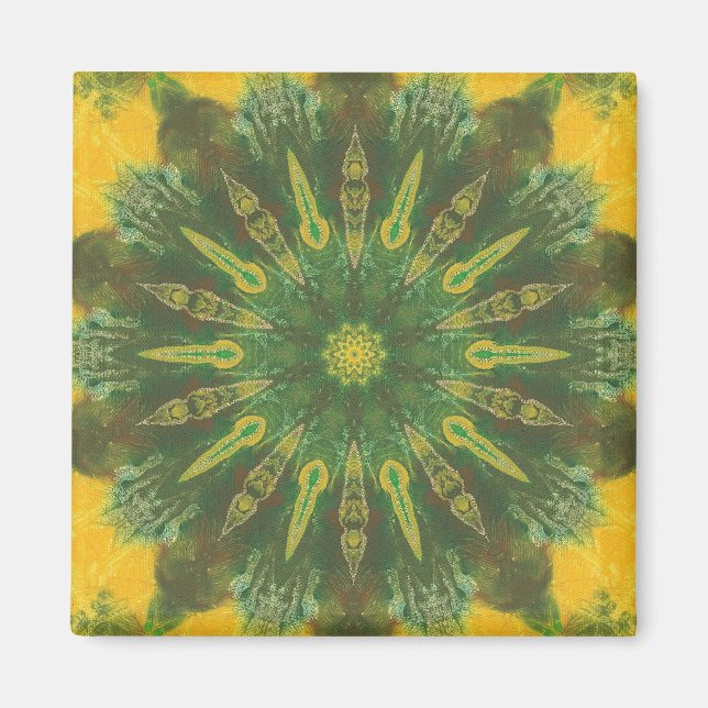 Hojas otoñales - imán kaleidoscopio abstracto birc (Frente)