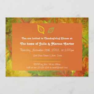 Hojas otoñales - Invitación a la cena de Acción de
