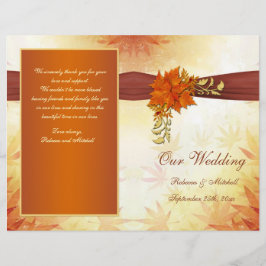 Hojas otoñales rojas y doradas Programa de bodas