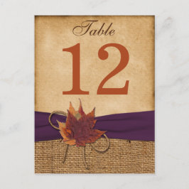 Hojas otoñales, tarjeta postal número de tabla Bur