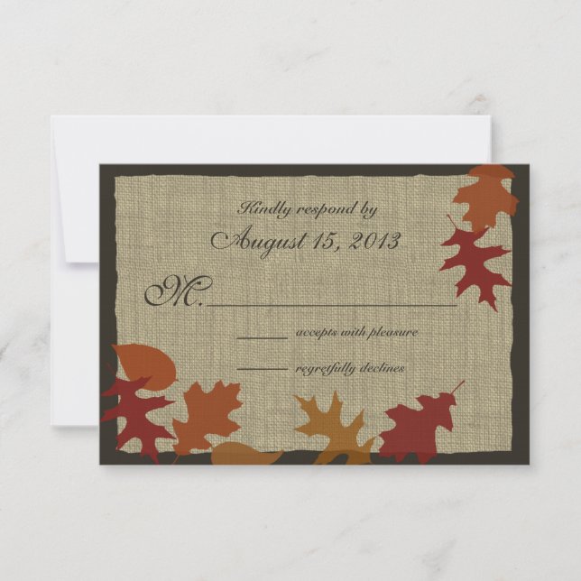 Hojas otoñales y Burlap RSVP (Anverso)