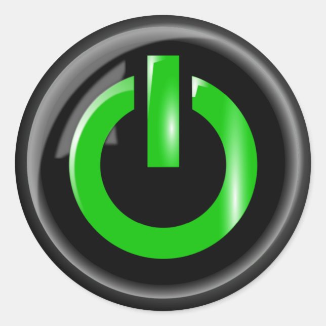 Hojas Pegatinas de botón de energía verde (Anverso)