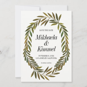 Hojas pintadas a mano Guardar la invitación a la f