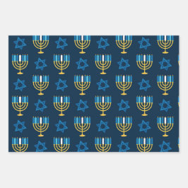 Hojas planas de papel enrollado Hanukkah de 3