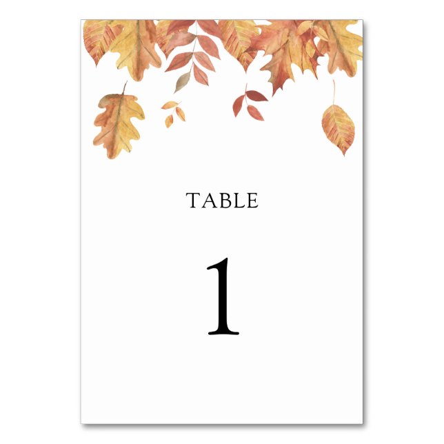 Hojas que caen - número de mesa de boda (Anverso)