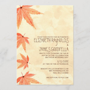 Hojas que caen que casan invitaciones
