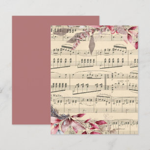 Hojas rojas en papel de cuadernillo de música