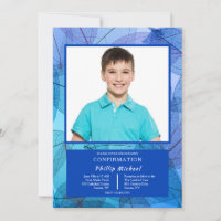 Hojas Transparentes Invitación de Foto Azul