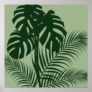 Hojas tropicales 2 Arte moderno verde claro Imprim