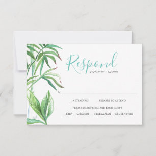 Hojas Tropicales Acuarela Responder RSVP