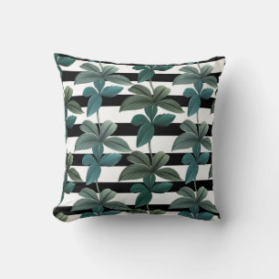 Hojas tropicales almohada de raya reversible