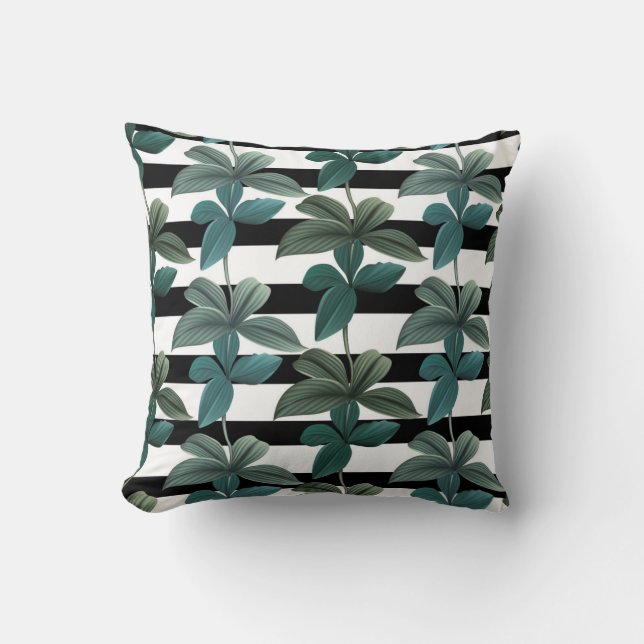 Hojas tropicales almohada de raya reversible (Anverso)