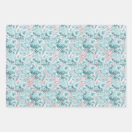 Hojas tropicales Aqua Pink