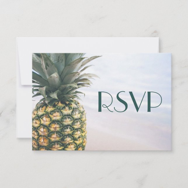 Hojas tropicales Boda hawaiana de piña RSVP (Anverso)