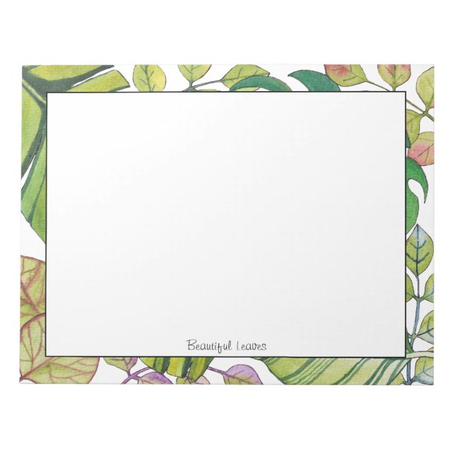 Hojas Tropicales Cuestas En Bloc De Notas De Acuar (Frente)