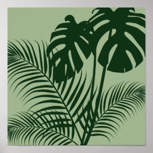Hojas tropicales de arte moderno verde claro Impri