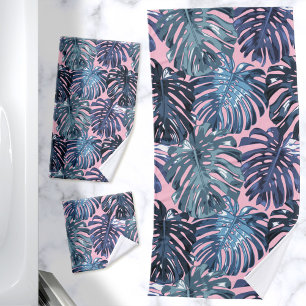Hojas tropicales de la selva rosa azul