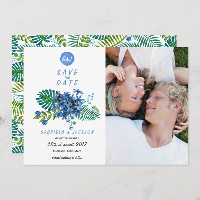 Hojas Tropicales de los Trópicos | Foto Tarjeta de (Anverso / Reverso)