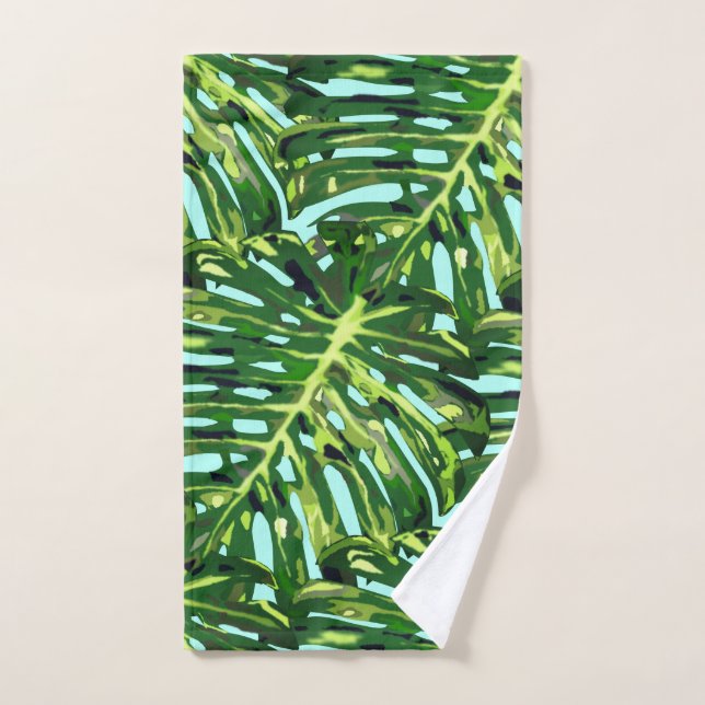 Hojas tropicales de Monstera - Exóticas (Toalla de mano)
