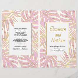 Hojas tropicales de oro rosado doblado programa de