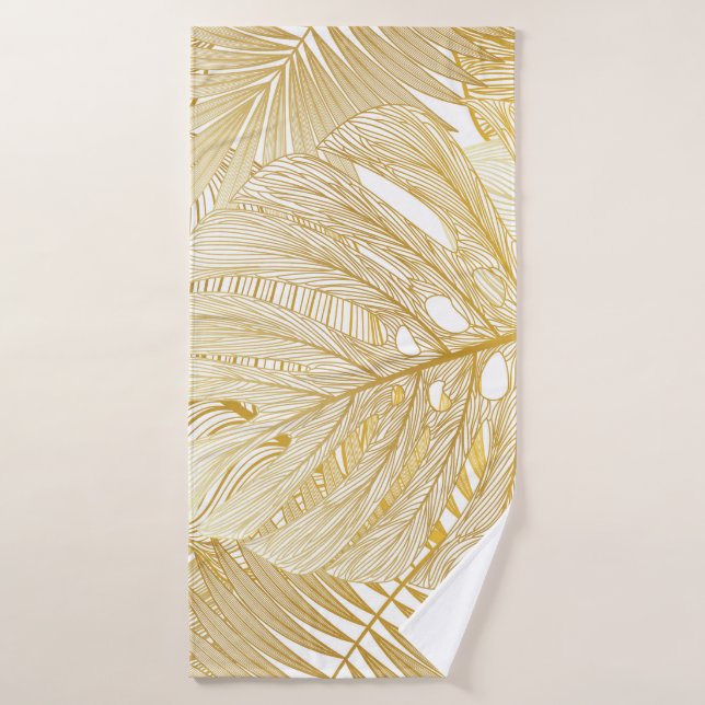 Hojas tropicales de palma: patrón vintage. (Toalla de baño)