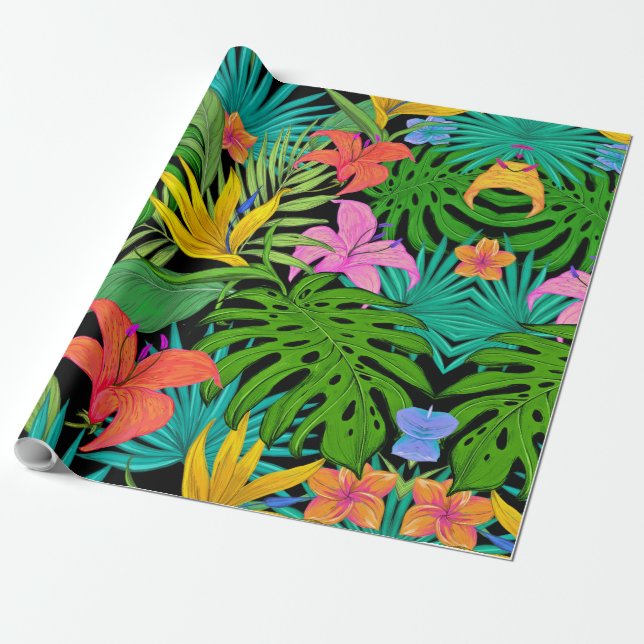 Hojas tropicales exóticas, papel de relleno de flo (Desenrollado)