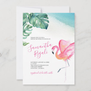 Hojas tropicales Flamingo Baby Shower